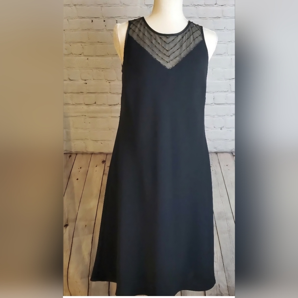Evan Picone Black Sheer‎ Accent Chemise